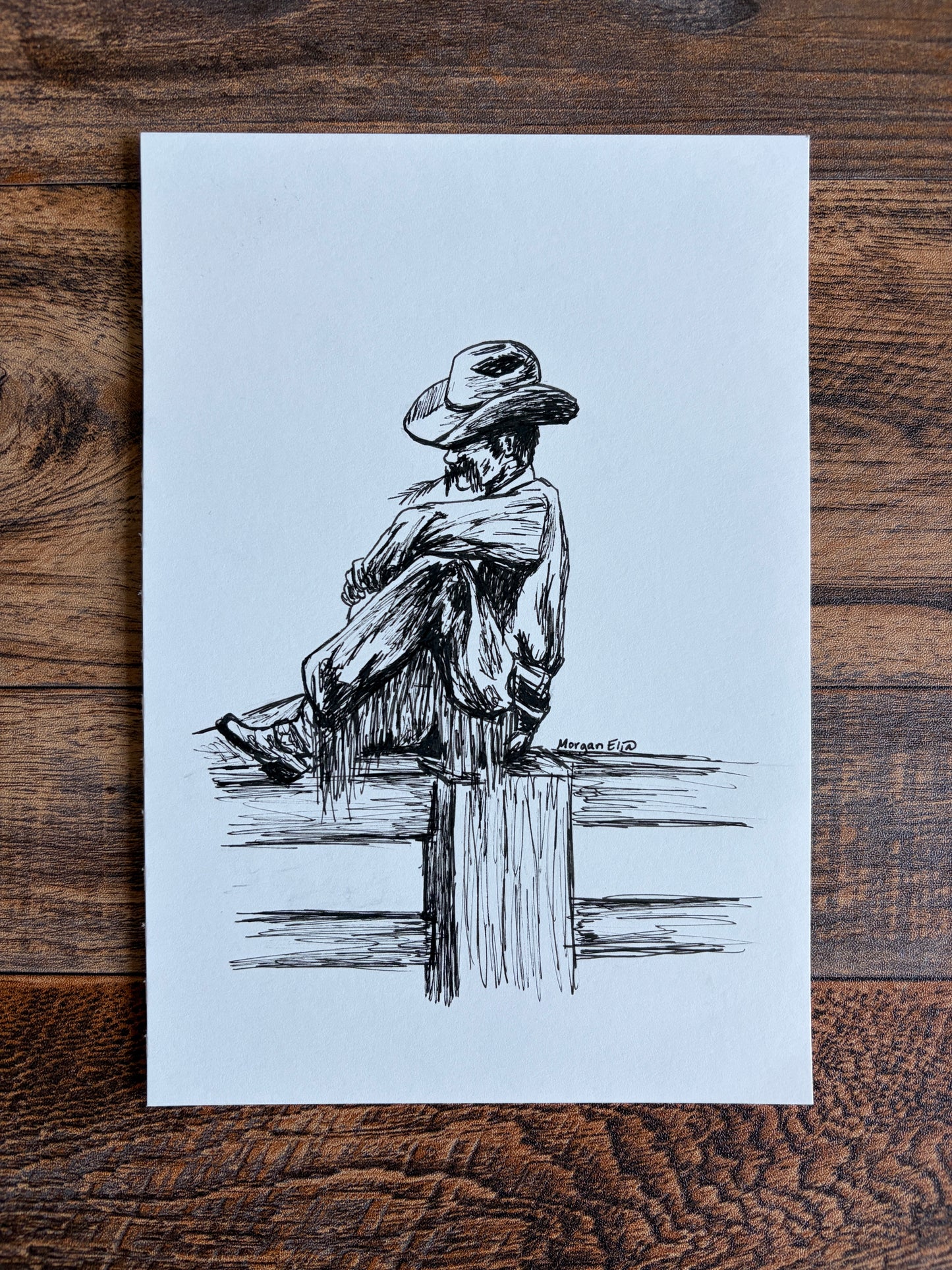 "Day's End" Original Cowboy Sketch