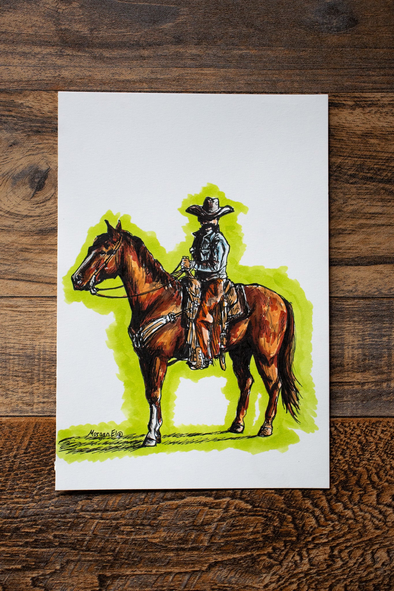 "Red Rider" Original Cowboy Sketch
