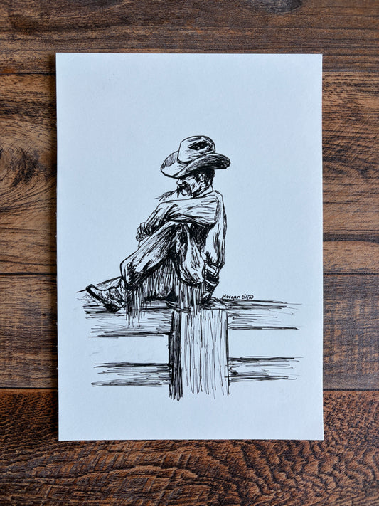 "Day's End" Original Cowboy Sketch